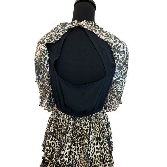 New ~ MELLODAY Nordstrom Multicolor Animal Print Ruffle Mini Dress FALL Small - Picture 6 of 8